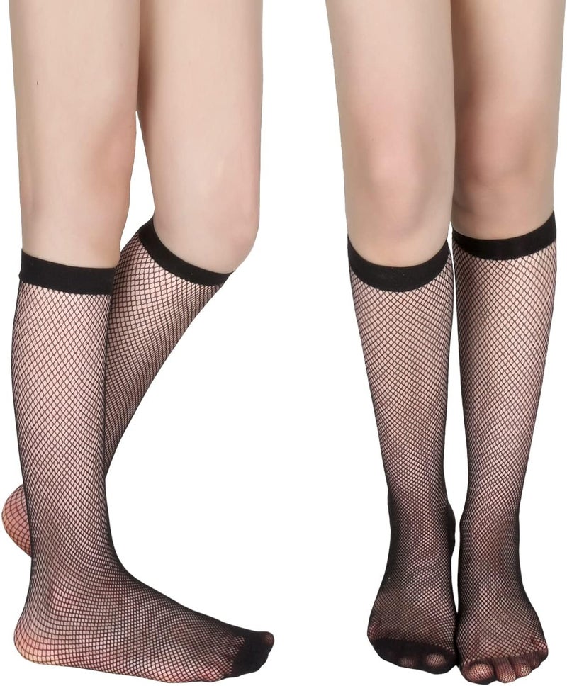 Benefeet Sox Womens Fishnet Knee High Socks White Black Lace Mesh Sexy Stockings Hollow Out Sheer Tube Calf Sock - Image 5